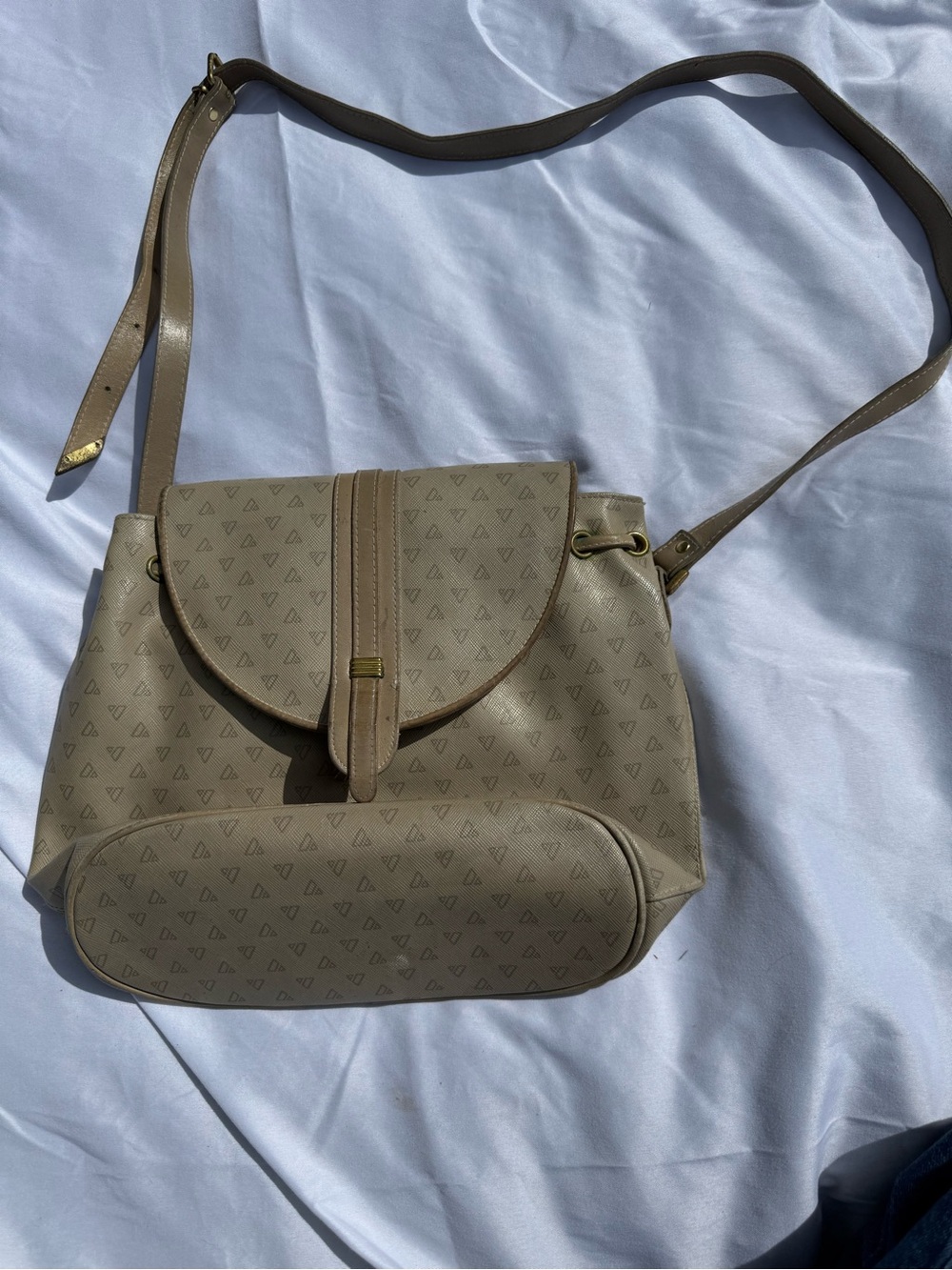 Liz Claiborne Beige/Taupe Monogram Crossbody Bag